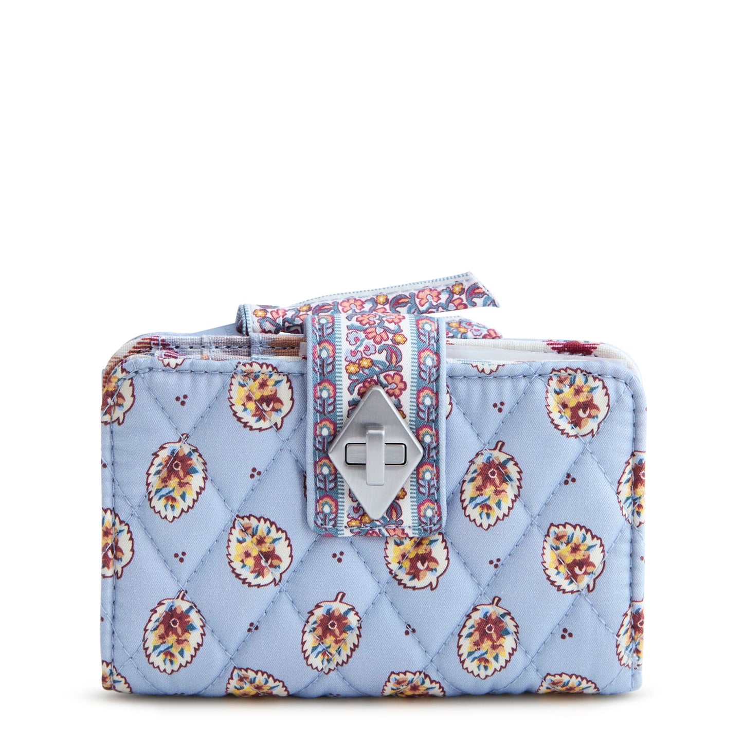 Vera Bradley Small Turnlock Wallet - Blue leaf