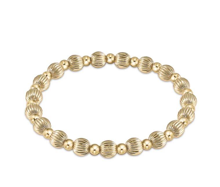 e. Newton Dignity Grateful Pattern Bead Bracelet - Gold 6mm