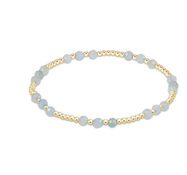 e. newton EXTENDS gemstone gold joy pattern 3mm bead bracelet - aquamarine