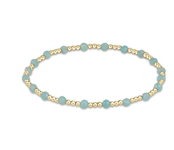 e. newton EXTENDS gemstone gold sincerity pattern 3mm bead bracelet - amazonite