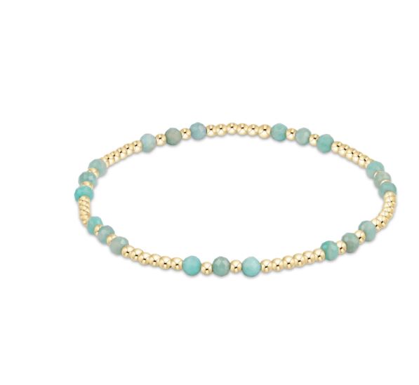 e. newton EXTENDS gemstone gold joy pattern 3mm bead bracelet - amazonite