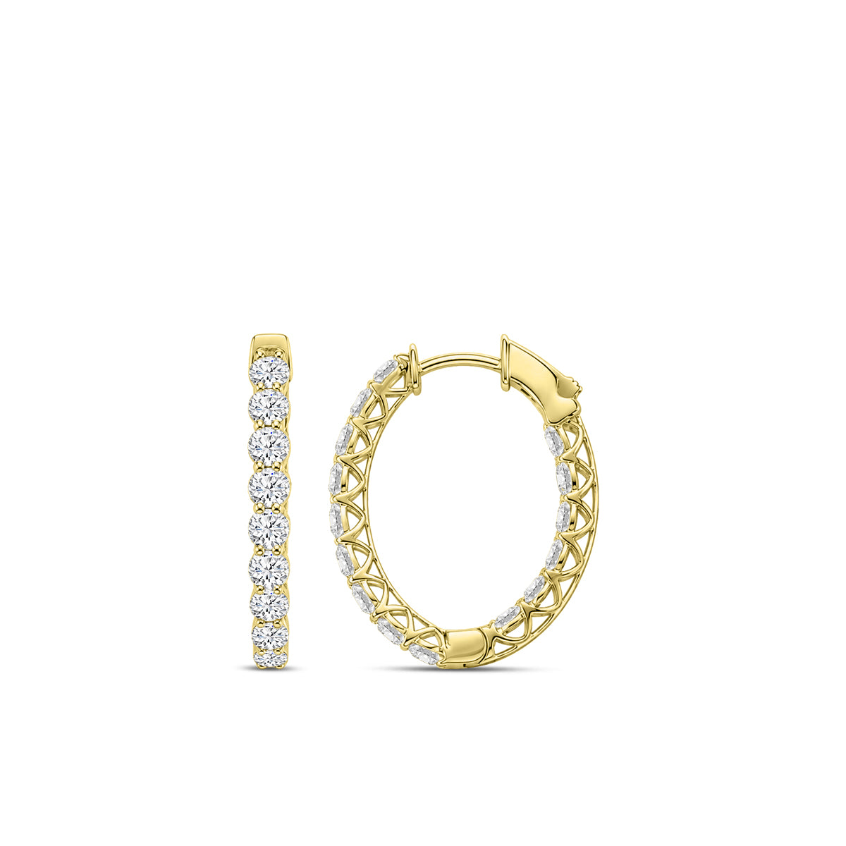 3ctw Inside Out Lab Grown Diamond Oval Hoop Earrings in 14kt Yellow Gold
