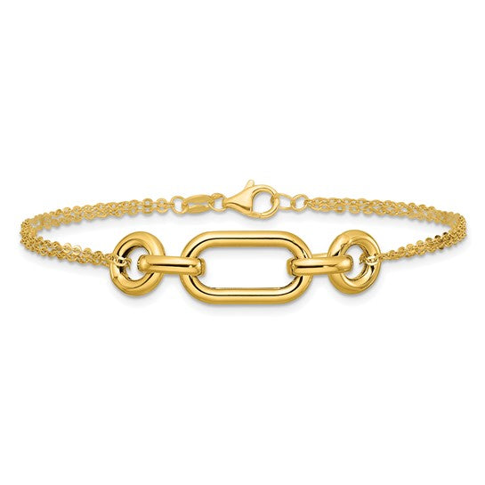 14kt Polished Fancy Two-Strand Link Bracelet