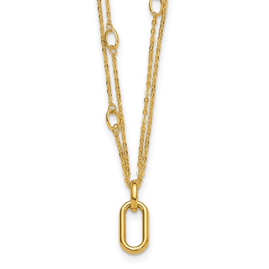 14kt Polished Fancy 2-Strand Link Necklace - 17.75”