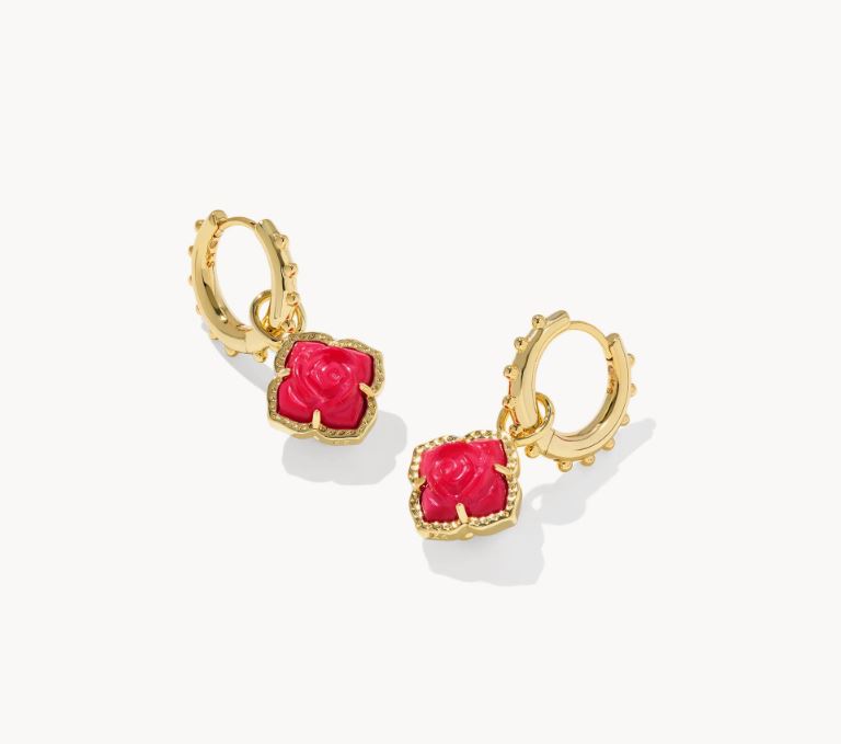 Kendra Scott - Mallory Rose Gold Huggie Earrings Red Mother-of-Pearl