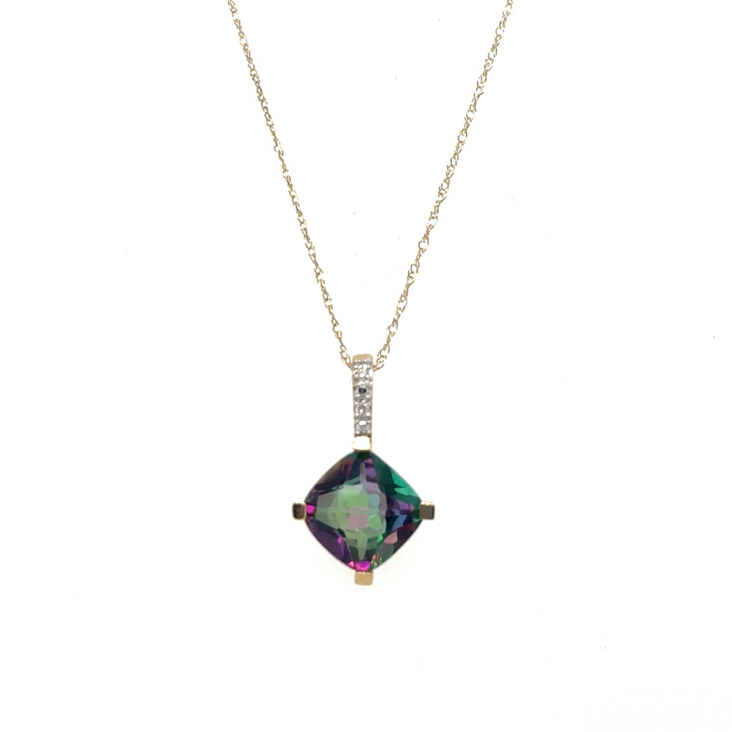 1.69ct Mystic Topaz and .03ctw Diamond Necklace