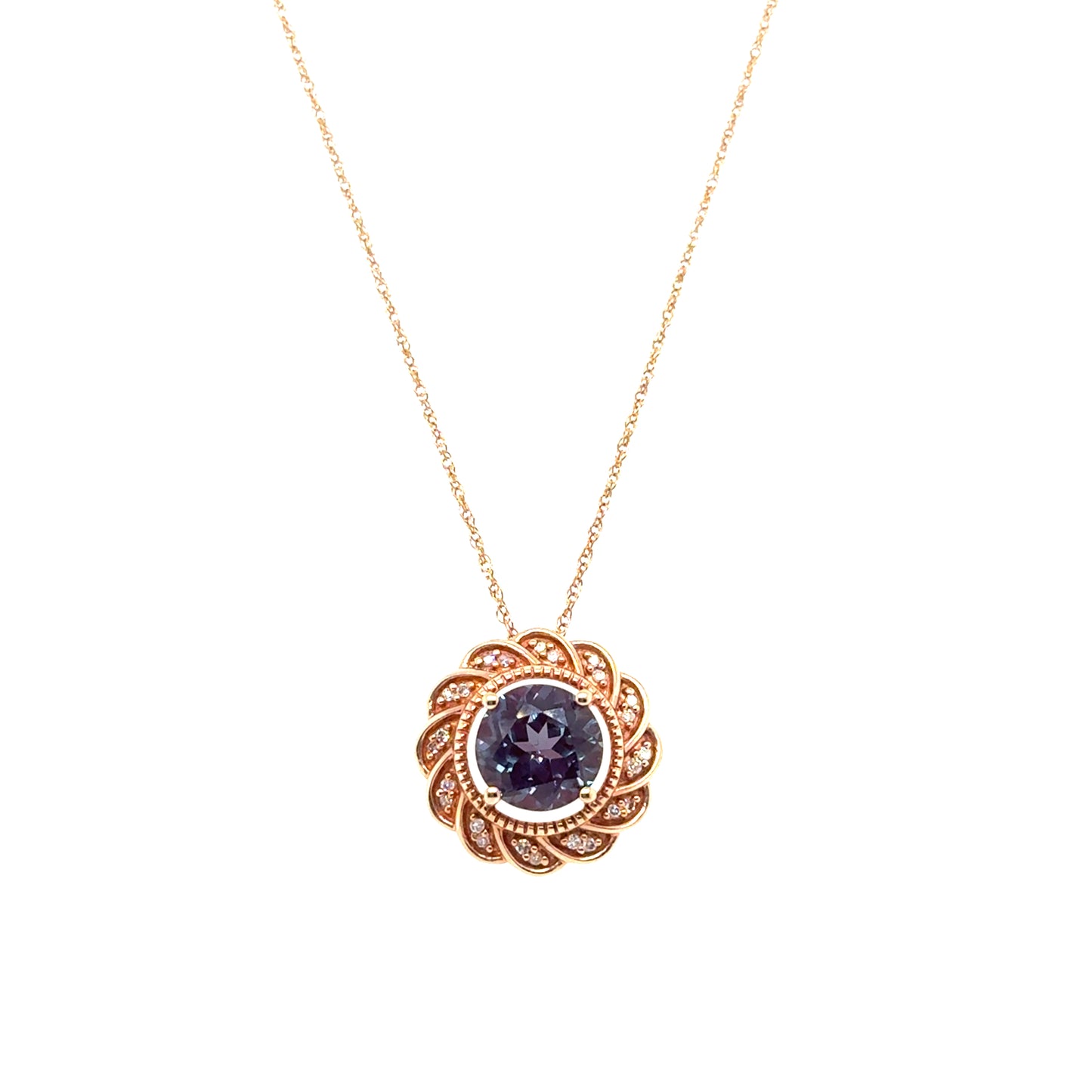 Alexandrite and .06ctw Diamond Necklace