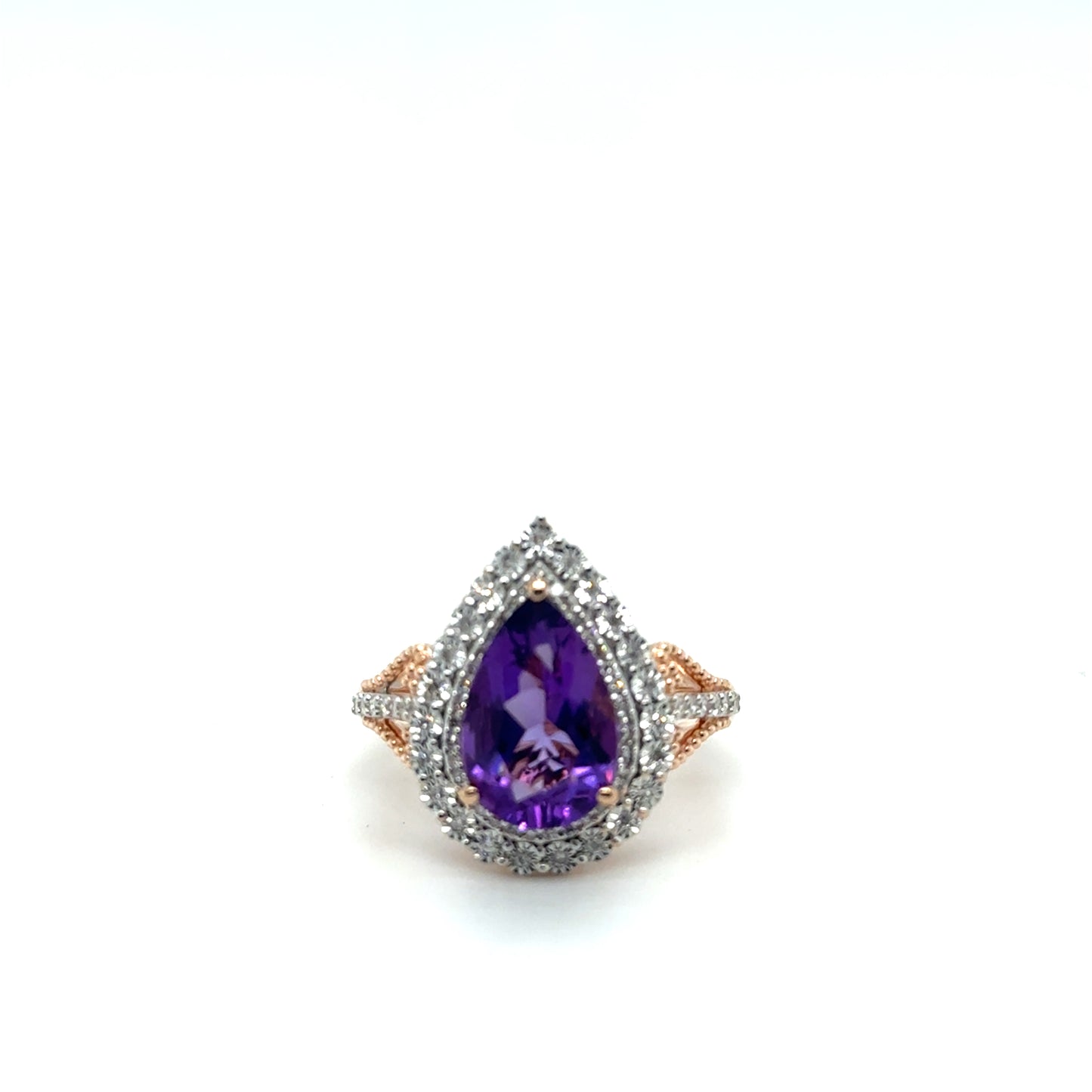 2.85ct Amethyst Pear and .24ctw Diamond Ring