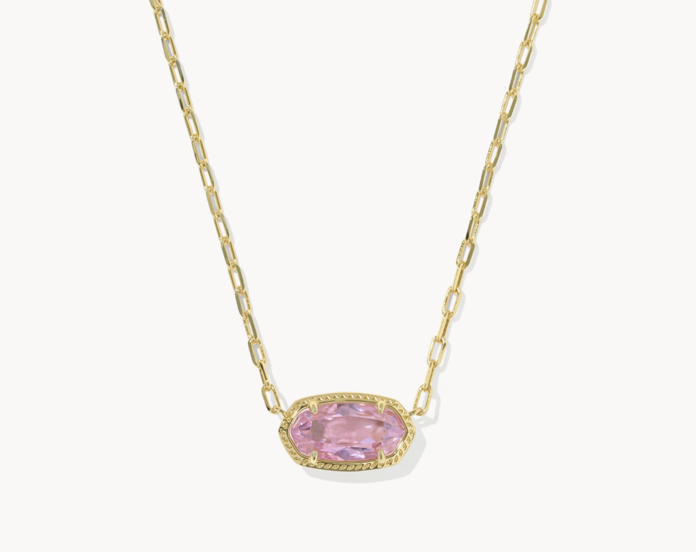 Kendra Scott Elisa Luxe Gold Short Pendant Necklace - Light Pink