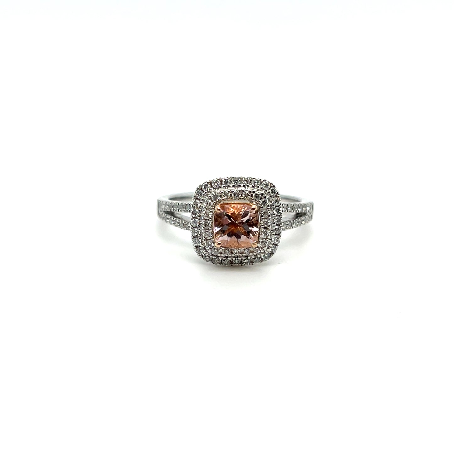 18K Rose Gold Morganite & Diamond Ring – 6.15ct Gemstone