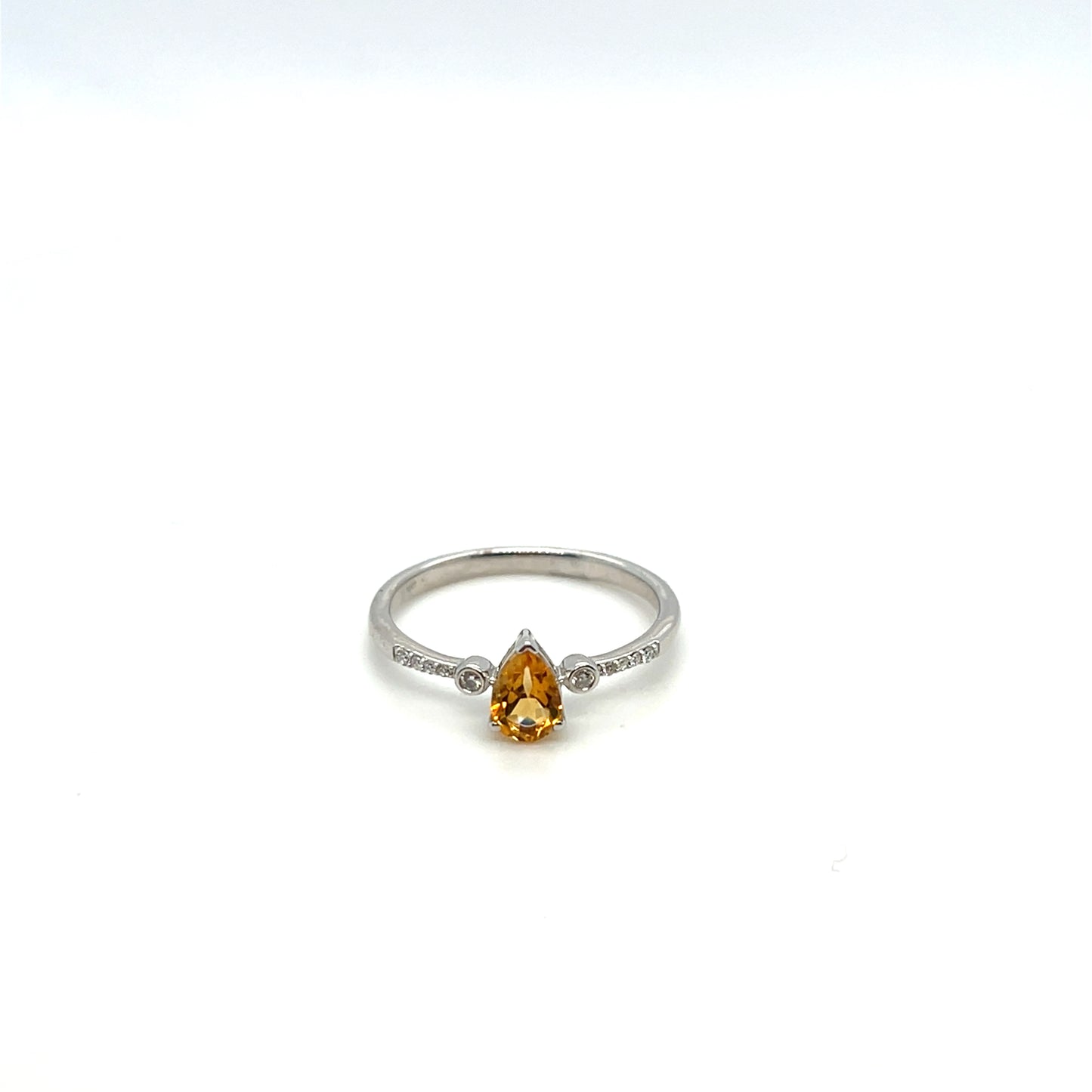 Rose Gold Citrine & Diamond Ring – .05ctw