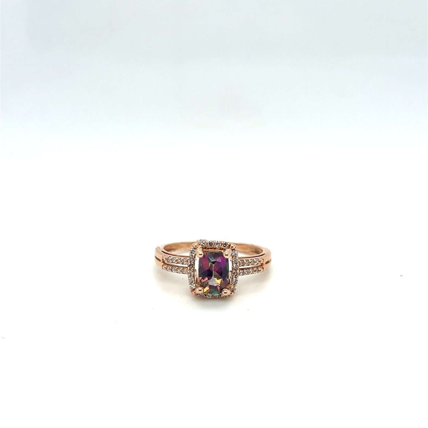 14K Rose Gold Mystic Topaz & Diamond Ring – .17ctw