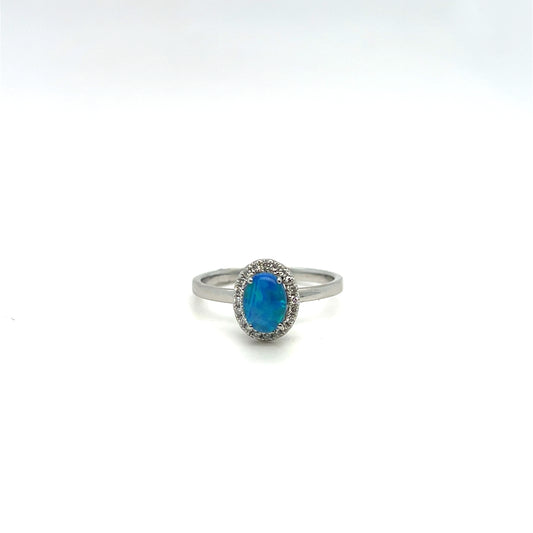 Platinum Black Opal & Diamond Ring – .65ct Opal