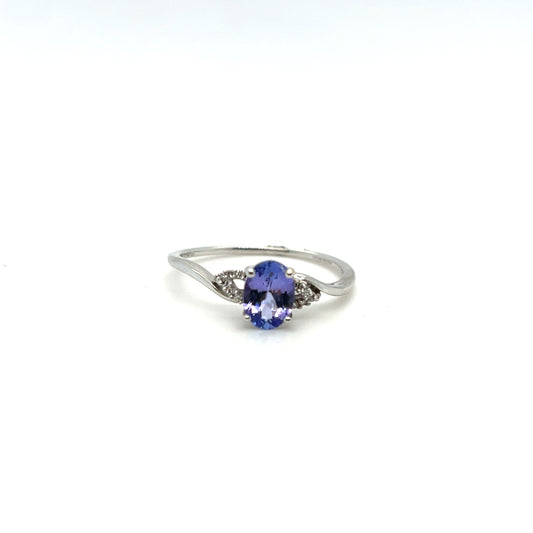 14K White Gold Tanzanite & Diamond Ring – .75ct Tanzanite