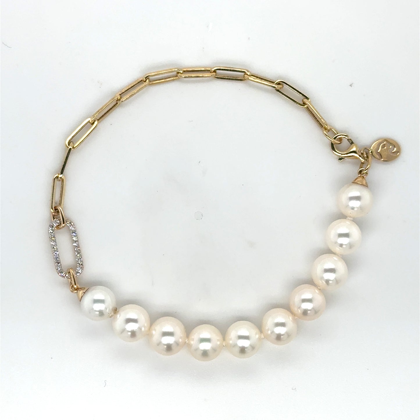 Pear and Paperclip Bracelet with .11ctw Diamond Accents