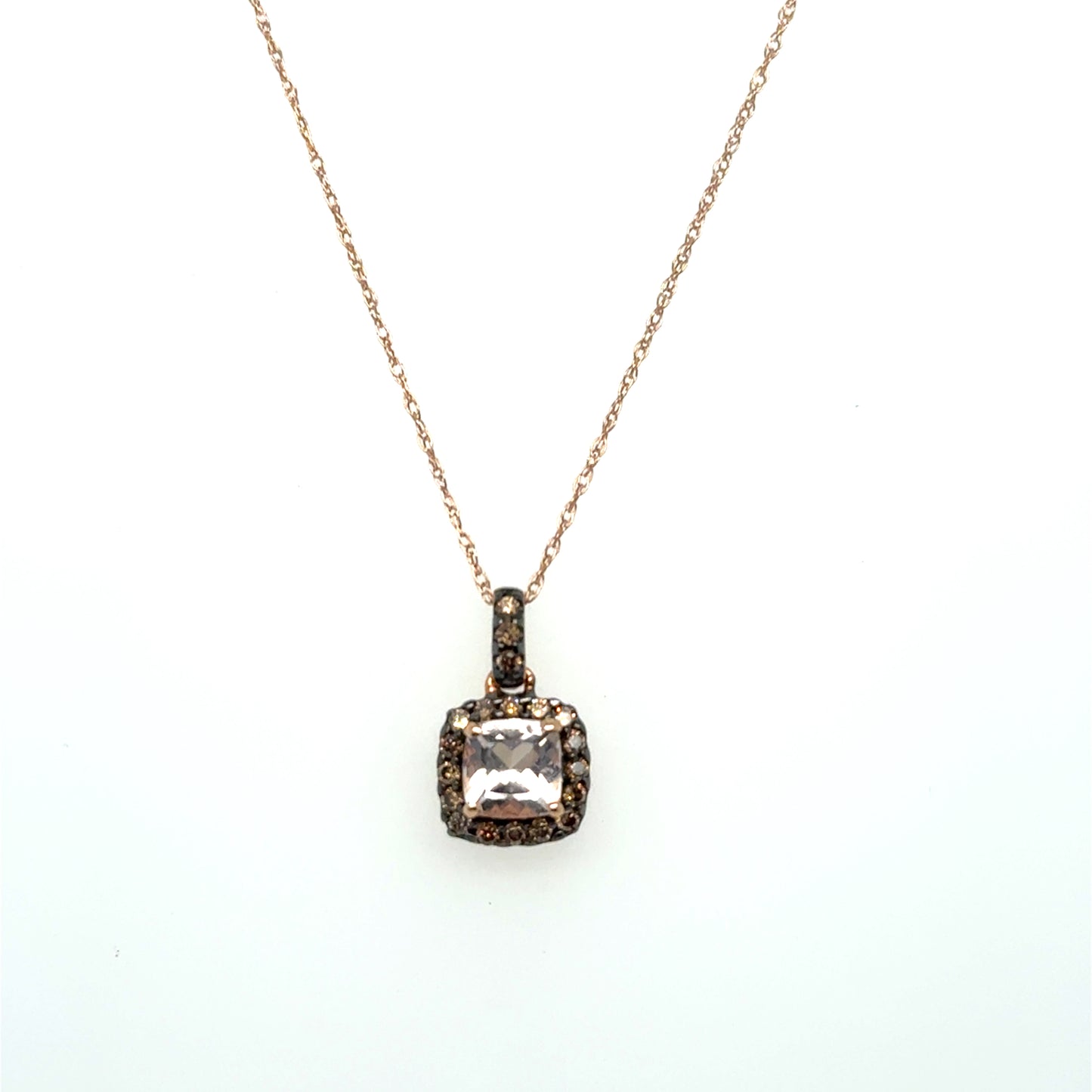Morganite Pendant with .15ctw Chocolate Diamond Accents
