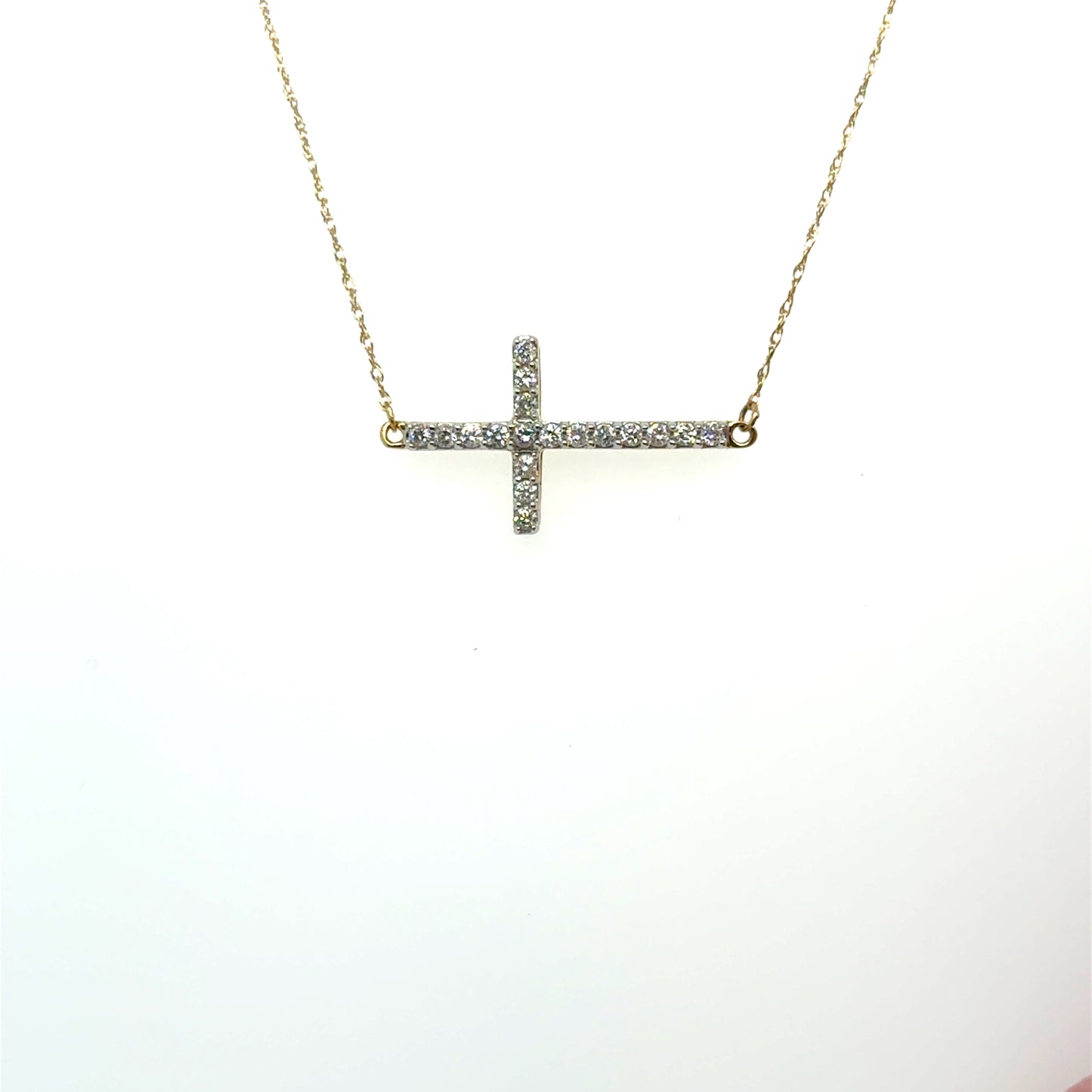 .20ctw Diamond Sideways Cross Necklace in Yellow Gold