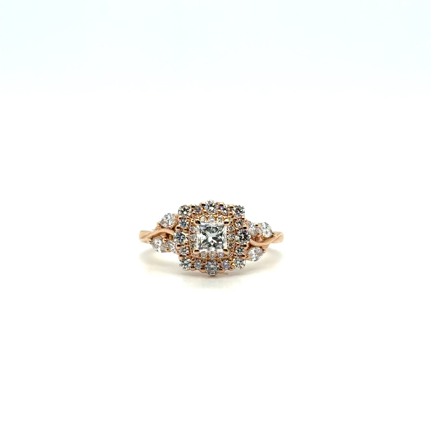 .52ct Princess Cut Diamond Ring set in 14kt Rose Gold with Diamond Accents
