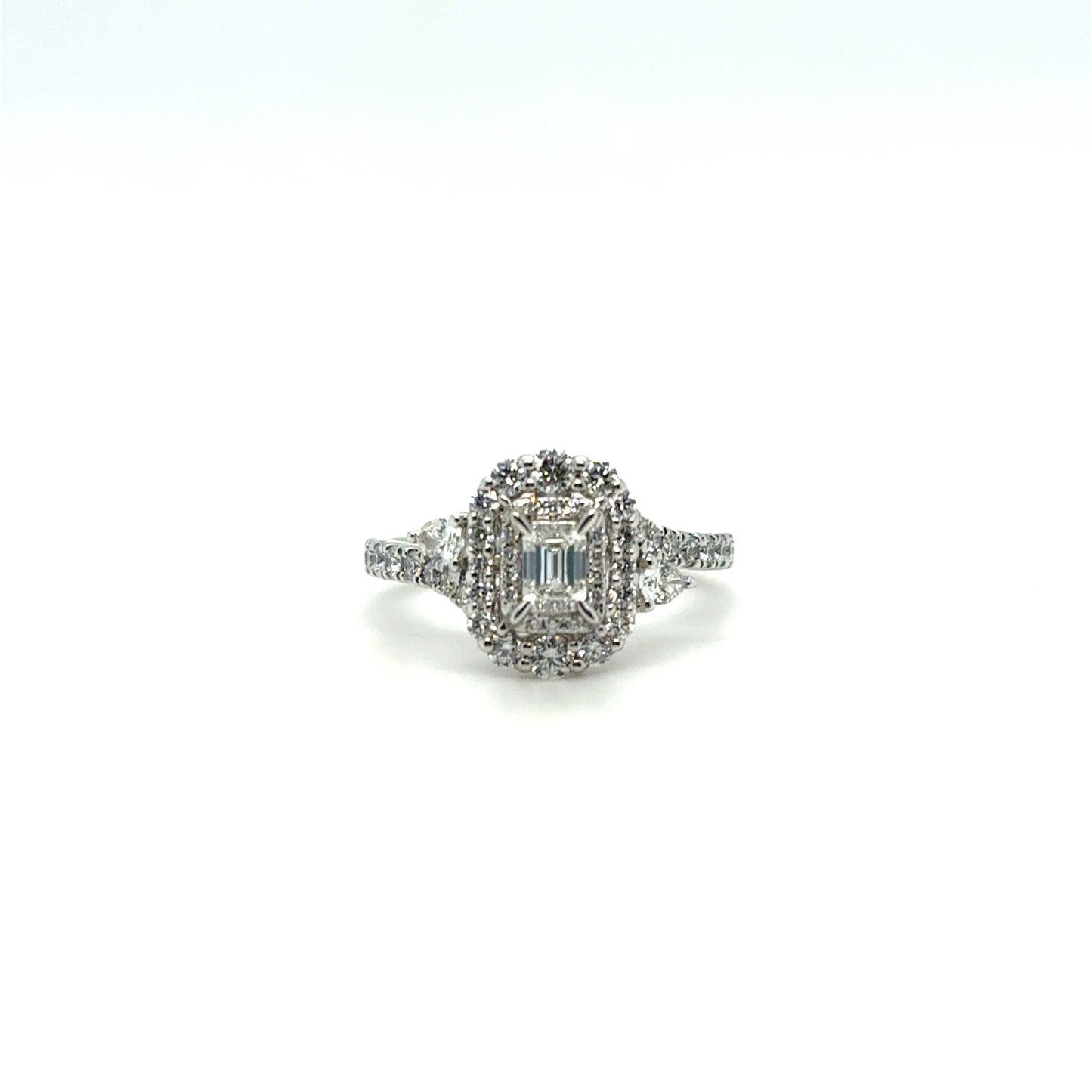 1.20tcw Emerald Cut Diamond Ring set in 14kt White Gold with Accent Diamonds