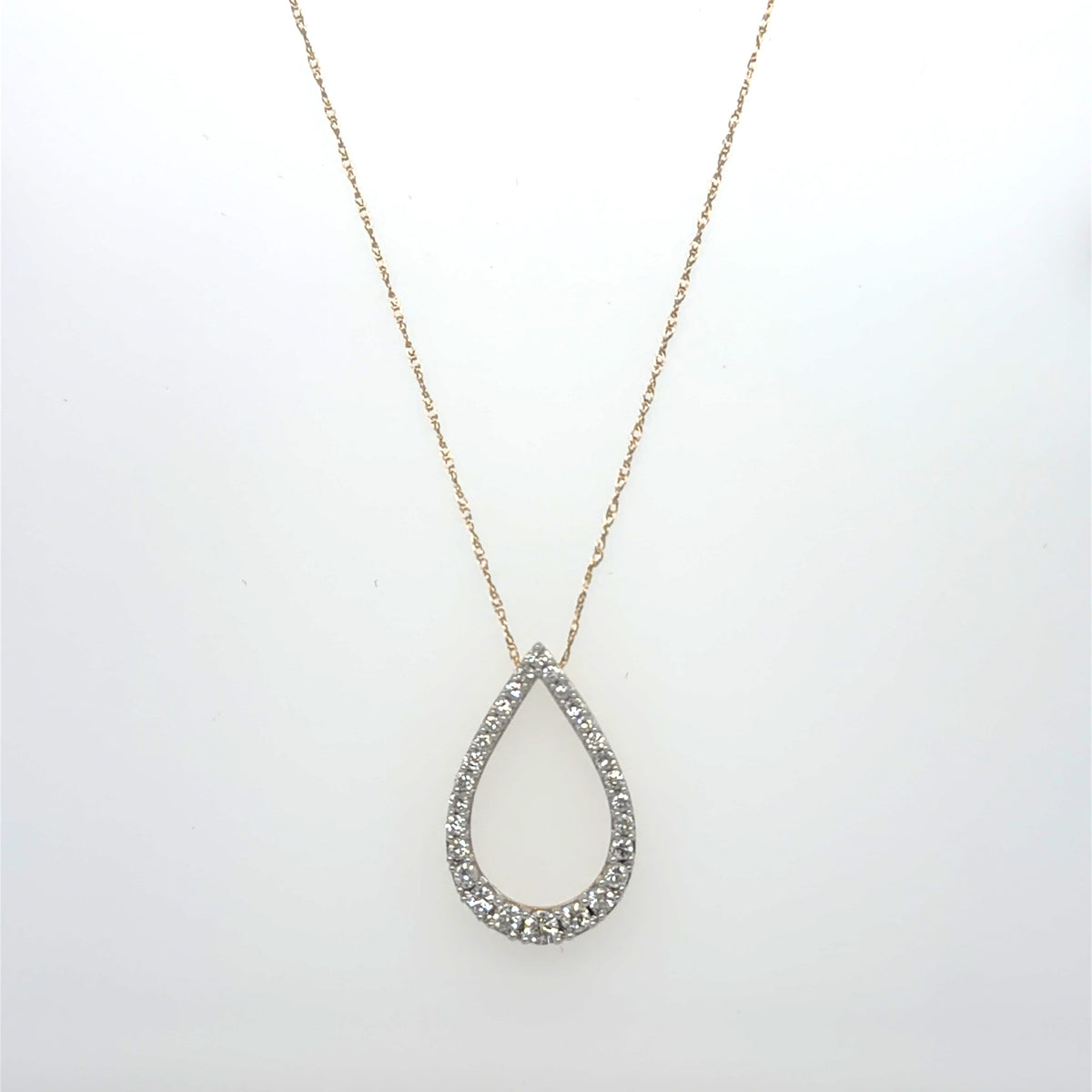 1/2 CTW Diamond Teardrop Pendant in 14K Yellow Gold