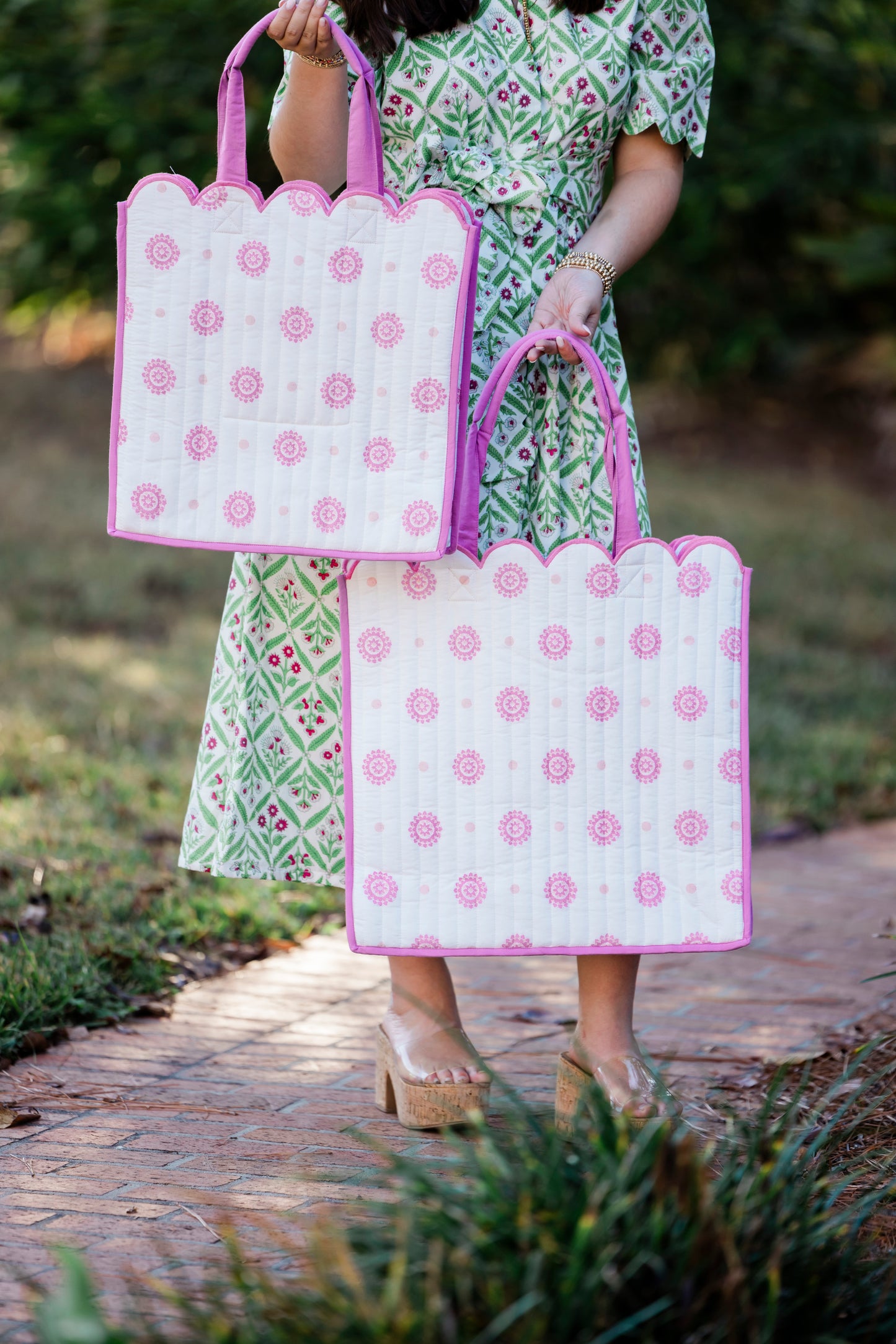 Heart of Grace - Rosette Luxe Quilted Scalloped Tote Bag - Multi Sizes Available