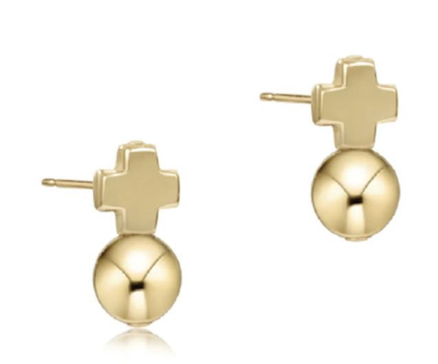 eNewton signature cross gold stud - Gold