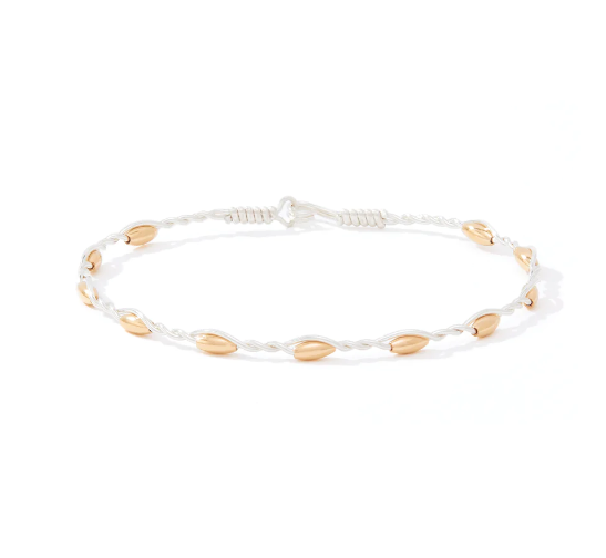 Ronaldo Graceful Bracelet - Sterling Silver with Gold Beads