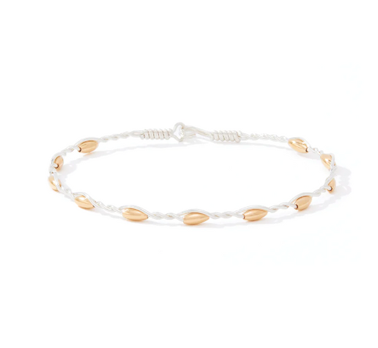 Ronaldo Graceful Bracelet - Sterling Silver with Gold Beads