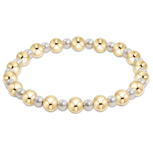 eNewton Grateful 4mm pearl 6mm Gold Bead Bracelet