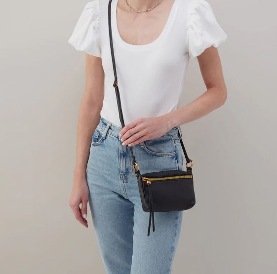 Hobo Run About Crossbody - Black Leather