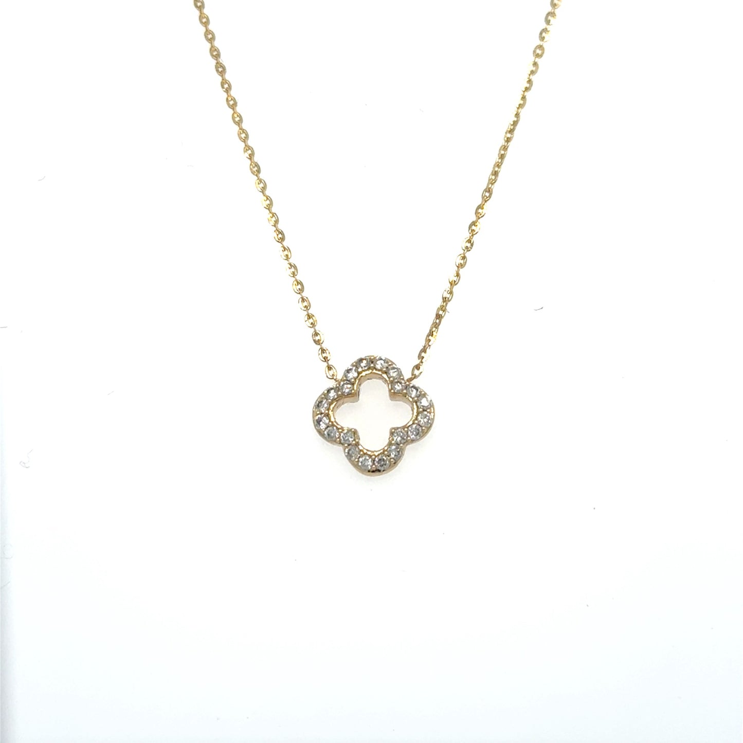 14kt Yellow Gold .14ctw Diamond Clover Pendant with Chain
