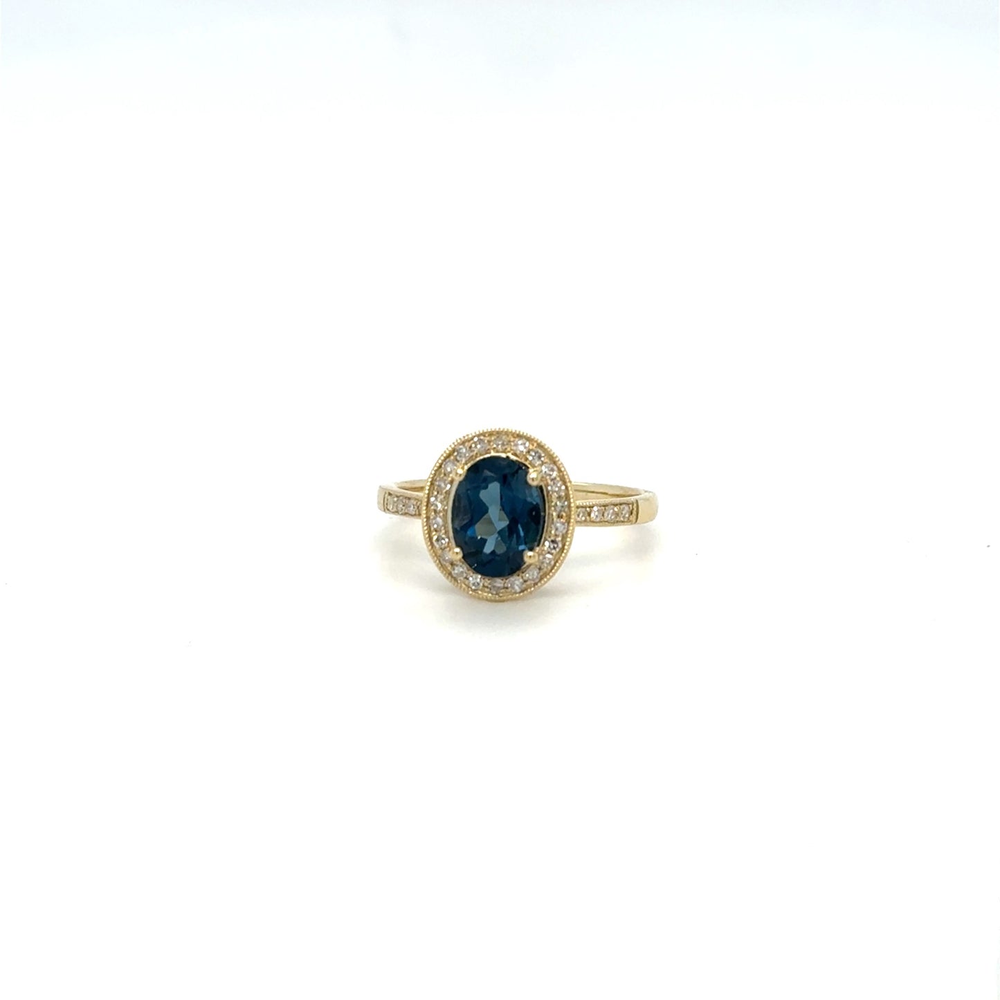 10kt Yellow Gold .20ctw Diamond & London Blue Topaz Ring