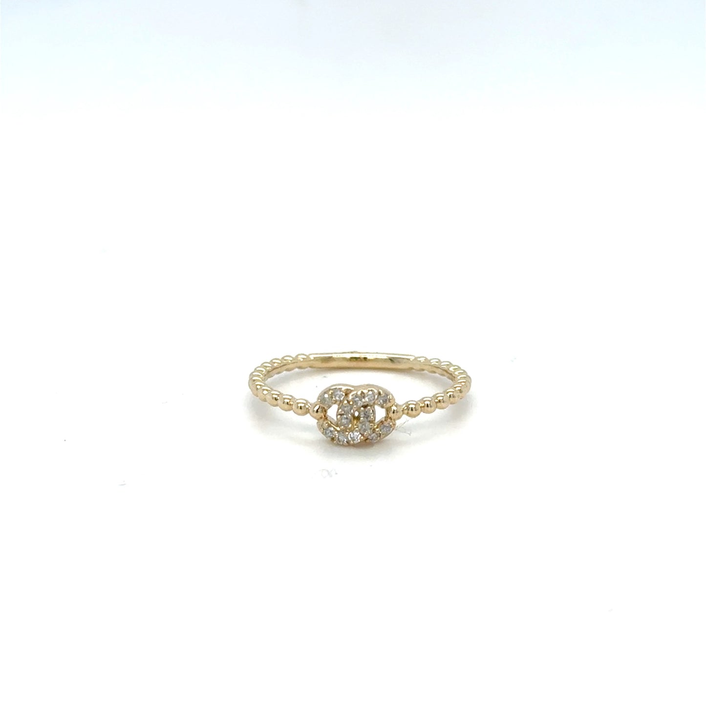 14kt Yellow Gold .10ctw Diamond Double Circle Beaded Ring