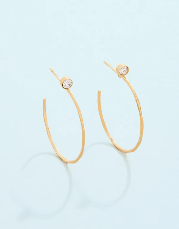 Spartina Ultrathin Hoop Earrings 24mm Crystal