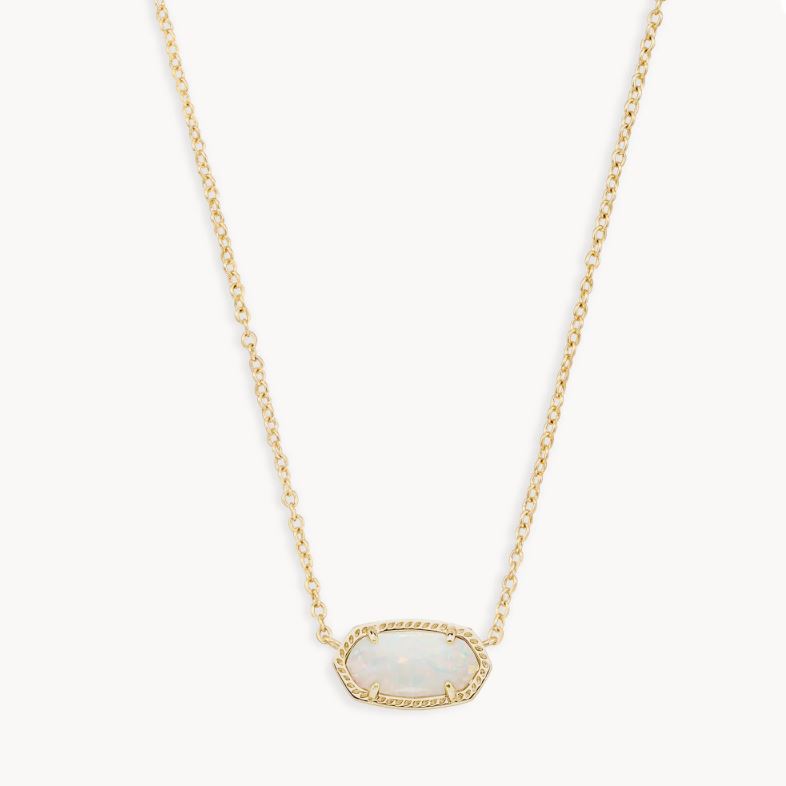 Kendra Scott - Elisa Gold Short Pendant Necklace White Kyocera Opal