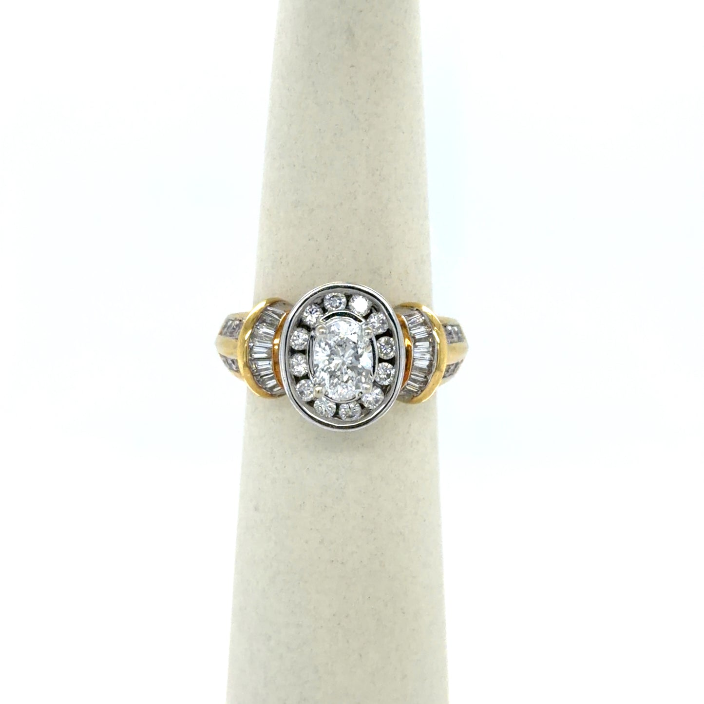 2.80 CTW Oval Diamond Cluster Ring in 18K Two-Tone Gold