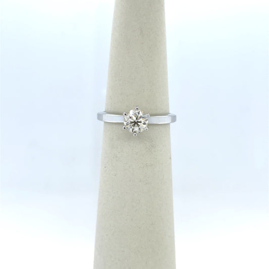 0.7 CT Round Diamond Solitaire Engagement Ring in 14K White Gold