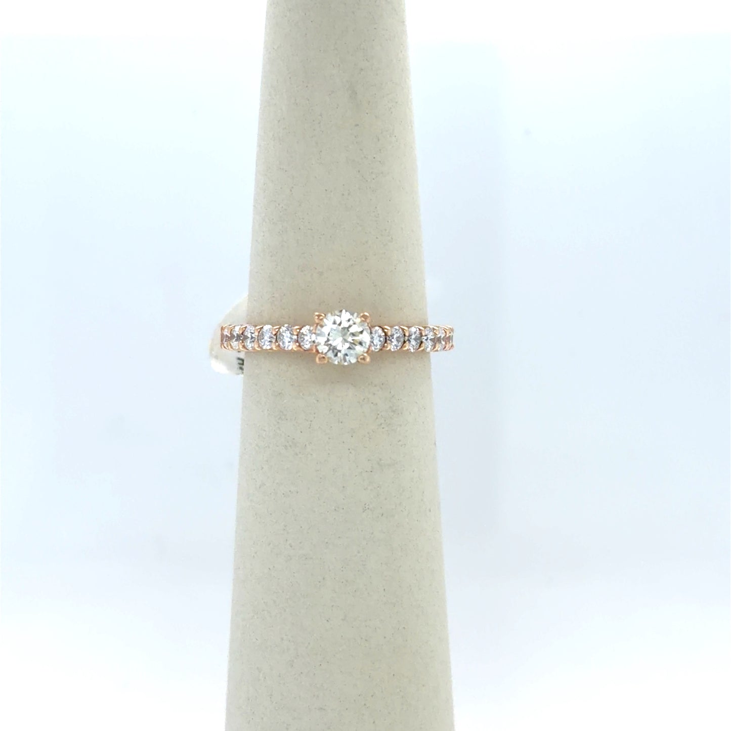 0.36 CT Round Diamond Side-Stone Engagement Ring in 14K Rose Gold