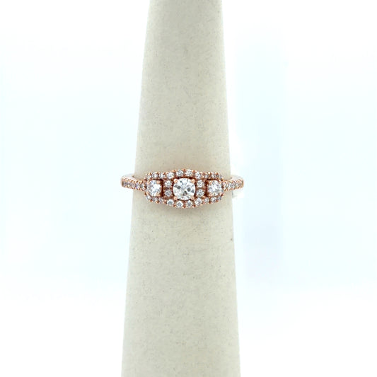 0.15 CTW Three-Diamond Cluster Ring in 14K Rose Gold