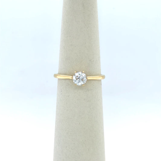 0.57 CT Round Diamond Solitaire Engagement Ring in 14K Yellow Gold