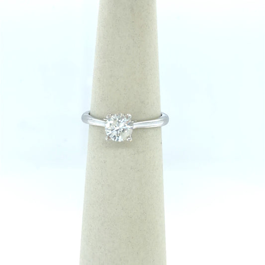 1.01 CT Round Diamond Solitaire Engagement Ring in 14K White Gold