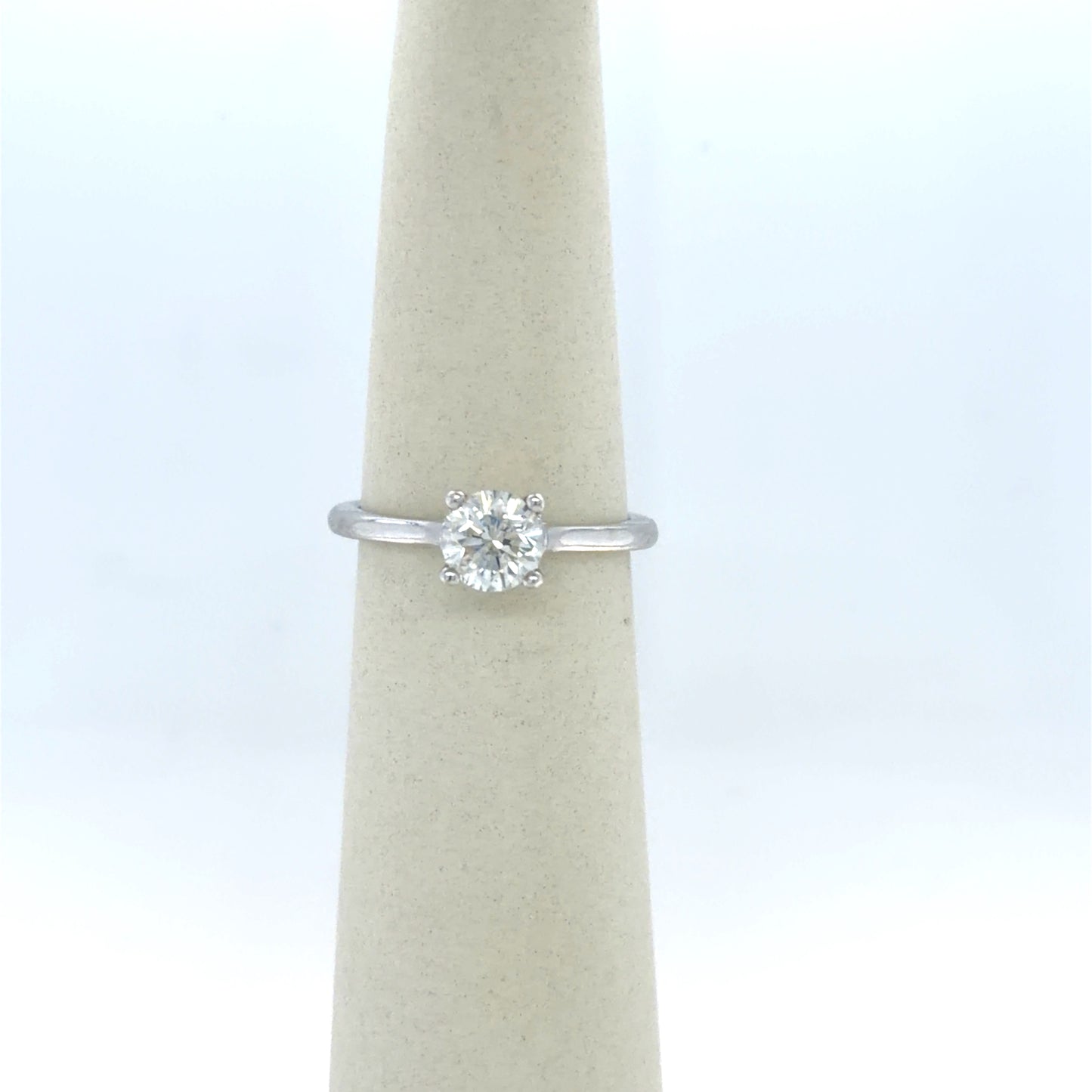 0.98 CT Round Diamond Solitaire Engagement Ring in 14K White Gold