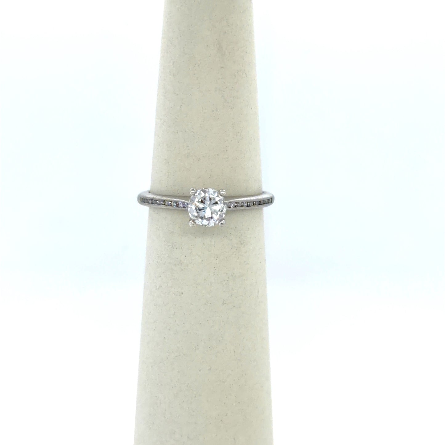 0.63 CT Round Diamond Solitaire Engagement Ring in 18K White Gold