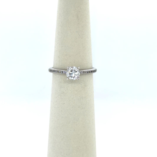 0.63 CT Round Diamond Solitaire Engagement Ring in 18K White Gold