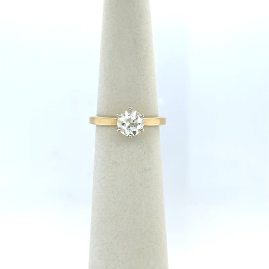 0.93 CT Round Champagne Diamond Solitaire Engagement Ring in 14K Yellow Gold