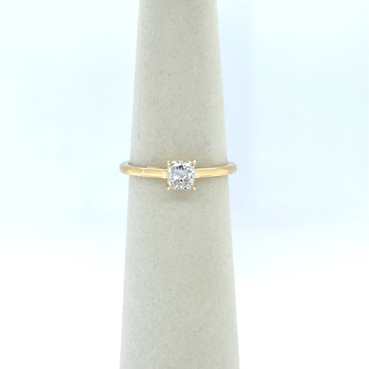 0.52 CT Princess-Cut Diamond Solitaire Engagement Ring in Yellow Gold