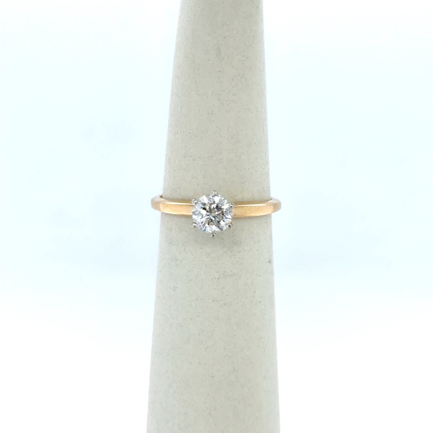 0.71 CT Round Diamond Solitaire Engagement Ring in 14K Yellow Gold
