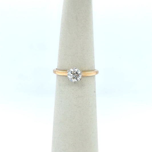 0.71 CT Round Diamond Solitaire Engagement Ring in 14K Yellow Gold