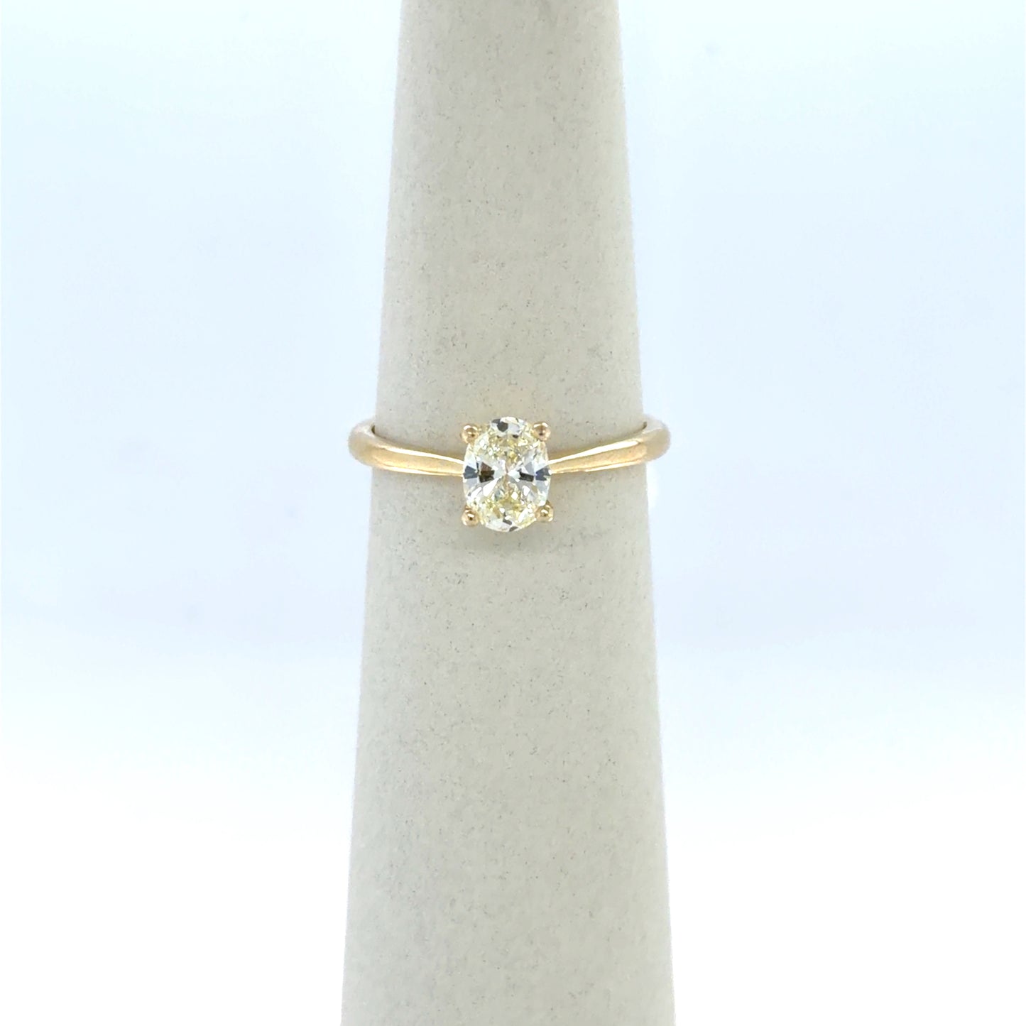 0.61 CT Oval Champagne Diamond Solitaire Engagement Ring in 14K Yellow Gold