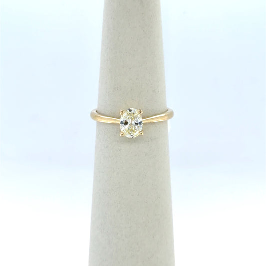 0.61 CT Oval Champagne Diamond Solitaire Engagement Ring in 14K Yellow Gold
